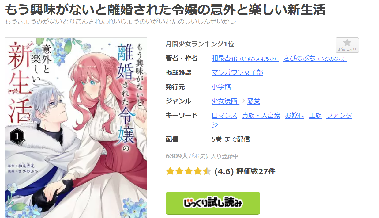 もう興味がないと離婚された令嬢の意外と楽しい新生活　まんが王国